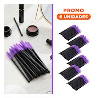 Pack6 Brocha para Maquillaje de Silicona 12 pzs Morado Pestaña y Ceja